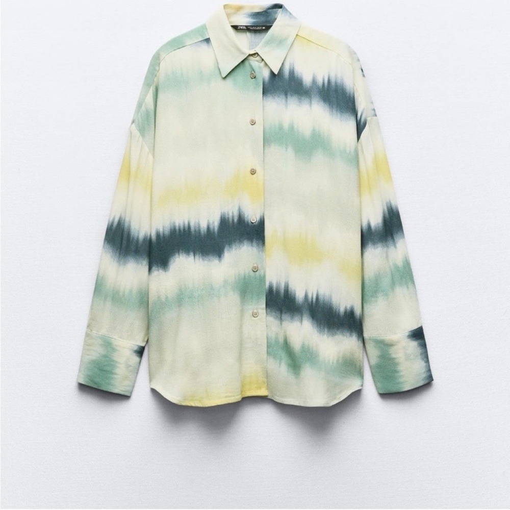 Zara Multicolor Tie-Dye Button Down Shirt